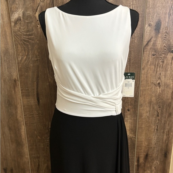 Lauren Ralph Lauren Dresses & Skirts - NEW Lauren Ralph Lauren Evening Jersey Black/White Dress with Drape/Slit Size 8